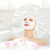 2 PCS Extra Large Waterproof Reusable PEVA Shower Caps for Long Hair White
