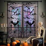Large Halloween Door Curtain with Bat Spider Web for Party Decoration