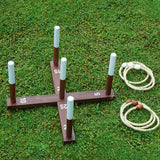 Rustic Ring Toss Game with Wooden Base and 6 Rope Rings