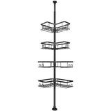 Adjustable No-Drill Floor-to-Ceiling Corner Shower Caddy Bathroom Storage Rack