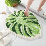 Non Slip Cute Monstera Bath Mat Green Leaf Bath Mat for Bathroom