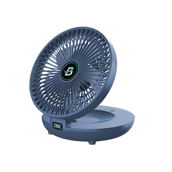 3-Speed Adjustable Air Circulator Fan Foldable Wall Hanging Fan Rechargeable Desktop Cooling Fan Blue