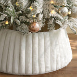White Christmas Tree Collar with Striped Textured Pattern – Christmas Tree Skirt Base