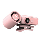 Handheld Turbo Fan Clip On with LED Display 4 Speeds 180 Tilt Pink