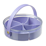 Divided Serving Tray with Lid Portable Snack Platters Charcuterie Container for Parties Picnic Purple