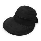 Detachable Wide Brim Sun Hat 2 in 1 with Zipper for Women Black