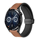 20mm Magnetized Leather Watch Band – Genuine Leather Strap for Samsung Huawei Xiaomi Dark Brown