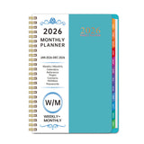 2026 Weekly and Monthly Planner Calendar Notebook with Stickers Green