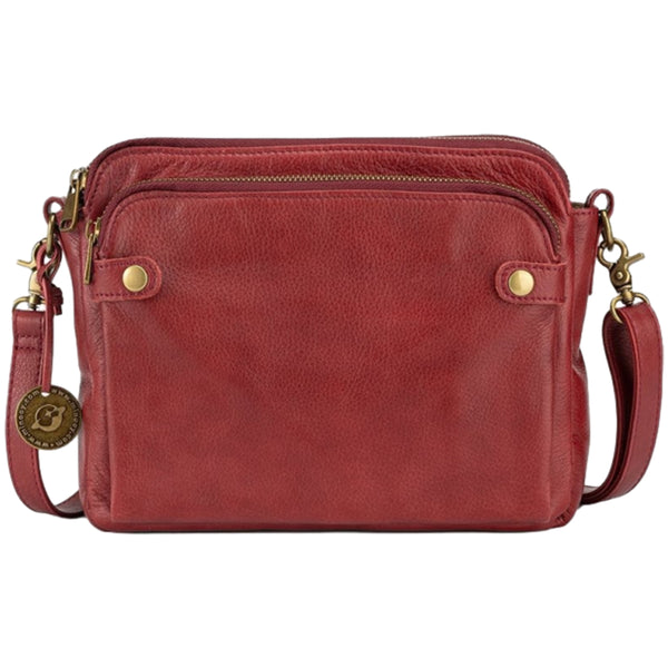 Women PU Leather Crossbody Bag Multifunctional Three Layer Purse Shoulder Bag Tote Red