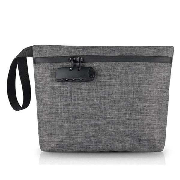 Lockable Smell Proof Bag Odor Proof Zipper Stash Carry Pouch with Combination Lock Grey