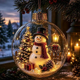 2 PCS 8cm Clear Plastic Fillable Christmas Ball Ornaments Snowman