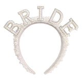 3Pcs Bride to Be Headband with Sash and Veil for Bachelorette Party Decorations Iridescent Rhinestone