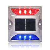 2 PCS Solar Deck Lights for Outdoor Roadway Driveway and Path Marking Red and Blue