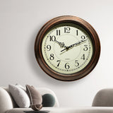 Silent Battery Operated Quartz Metal Wall Clock for Home Brown