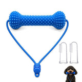 Rubber Bone Dog Chew Toy Durable with 2 Toothbrushes for Training