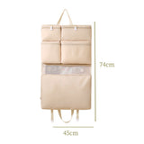 Multi-Compartments Hanging Storage Organizer Foldable Packing Cubes with Handle for Travel Beige