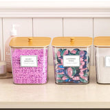 4Pcs Laundry Storage Container with Airtight Wooden Lids For Laundry Room Khaki