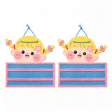 2PCS Cartoon Girl Felt Hanging Hair Clip Headband and Hair Tie Organizer