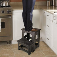 Folding 2-Step Stool Portable Footstool for Kitchen Home Toilet Bedroom Office Bathroom RV