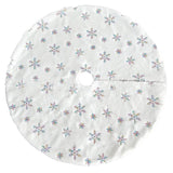White Plush Christmas Tree Skirt Round Snowflake Base for Holiday Home Decor Style 2