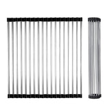 Over Sink Dish Drainer Roll Up Rack with Colander for Kitchen