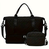 2Pcs Travel Bag Set Duffel Bag with Toiletry Bag Black