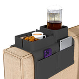 Couch Cup Holder Tray Sofa Armrest Tray with Drink Holder Side Pockets Black