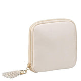 PU Leather Jewelry Organizer Bag Multi Compartment for Travel with Velvet White