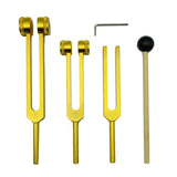 3 Pcs Aluminum Tuning Fork Set 128Hz 256Hz 512Hz for Meditation Yoga Gold