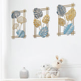 4Pcs 3D Metal Leaves Wall Art Decor Modern Hanging Wall Decoration for Home Hotel Office Mix Color