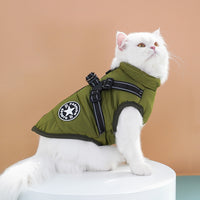 Pet Winter Jacket Padded Adjustable Warm Coats with Zipper (Green)