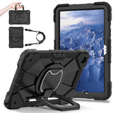 360 Rotating Stand Case for Samsung Tab A11 Plus A9 Plus with Strap Black