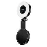 Rechargeable Folding Phone Selfie Light with Mirror – Portable Phone Fill Light Black