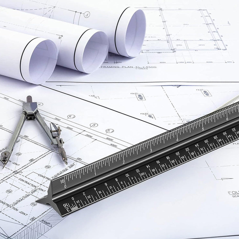 Architectural Scale Ruler Aluminum Triangular Ruler for Blueprint Tria ...