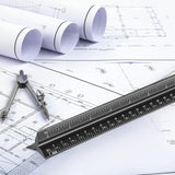 Architectural Scale Ruler Aluminum Triangular Ruler for Blueprint Triangle Drafting Architecture Black
