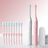Couple's Electric Toothbrush Set with 2 Handles & Travel Case Style 1