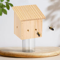 Wooden Bee Trap for Outside Hanging Wood Carpenter Bee Catcher with Removable Bottle Style 2