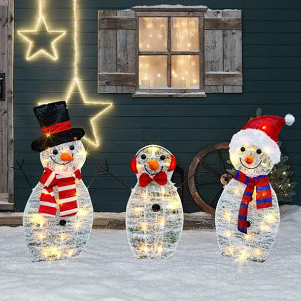 3-Piece Snowman Yard Stakes Acrylic Christmas Outdoor Decorations