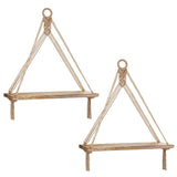 2PCS 42x14cm Boho Macrame Wall Shelf Hanging Rope Display with Tassels