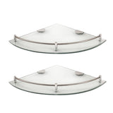 2PCS Glass Shelves Wall Mounted Bathroom Toughened Clear Corner Shelf