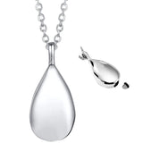 Stainless Steel Teardrop Cremation Pendant – Keepsake Memorial Necklace Sliver