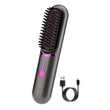 Cordless Hair Straightener Brush Protable Hair Straightening Comb for Home Travel Outdoor Gray