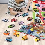 22PCS Christmas Advent Calendar Pull Back Car Toy Blind Box Set with Map