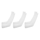 3 Pair 40cm Straight Nylon Spandex Cooling Arm Sleeves without Thumb Holes White