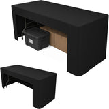 Fitted Polyester Table Cover 6 ft with Skirt for Conferences Trade Shows Black