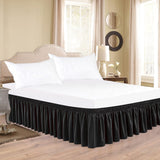 Wrap Around Bed Skirts Dust Ruffles Bed Skirt with Adjustable Elastic Belt Black
