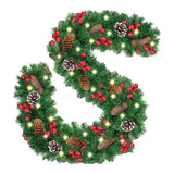 270cm Christmas Garland with Warm White LED Lights for Fireplace Porch & Outdoor Home Decor
