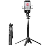 Bluetooth Selfie Stick Tripod LED Light Phone Holder Black