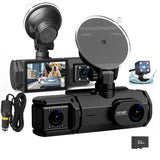 3-Channel Dash Cam with WiFi – Front, Inside & Rear Camera with Motion Detection