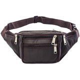 Multi-pocket Fanny Pack Leather Waist Bag Bum Bag Coffee
